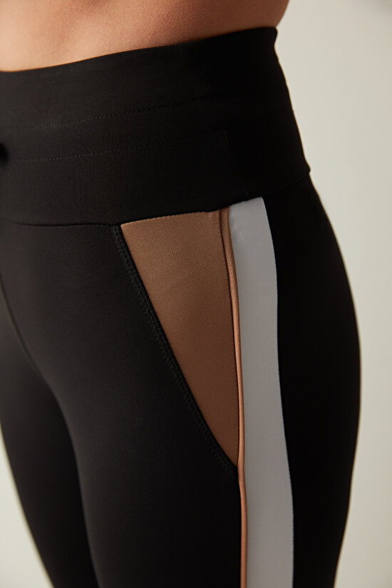 COLOR BLOCKED LEGGING, L, BK3 SIYAH - 4