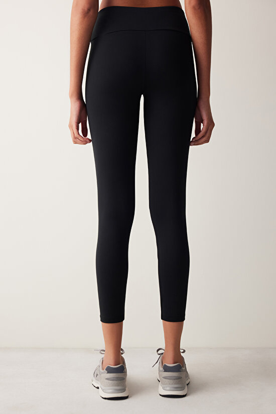 Siyah Yüksek Bel  Bilek Boy Comfy Tayt - 4