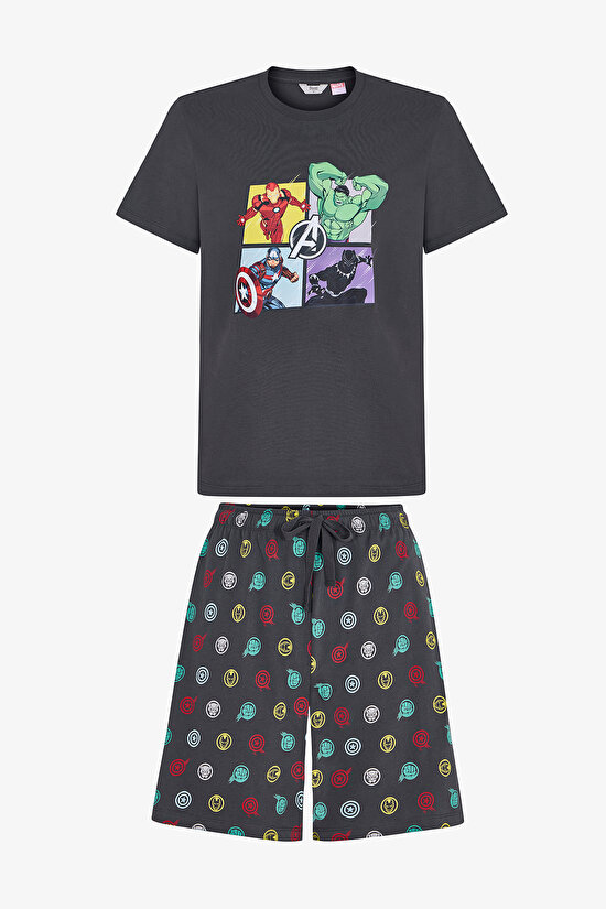 Erkek Renkli Lic-Avengers Şortlu Pijama Takımı - 1