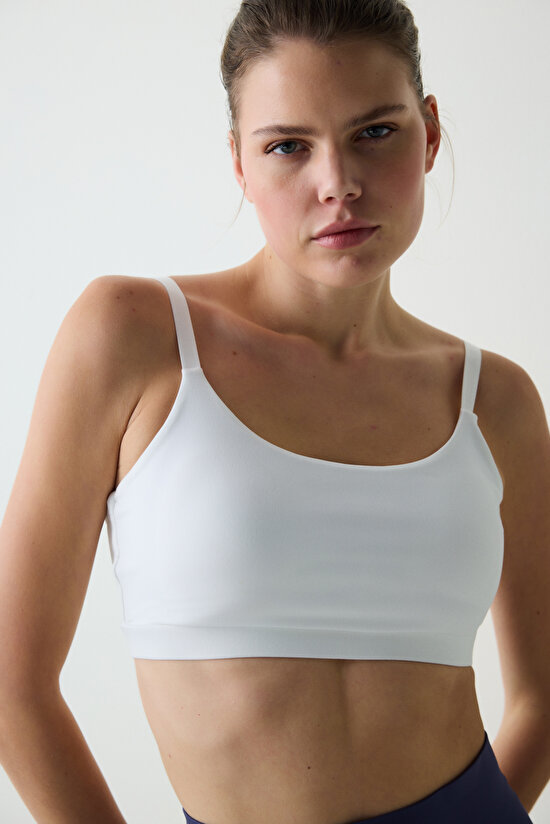 Beyaz Hafif Destek Basic Spor Sütyeni - 3