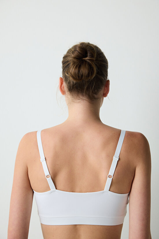 Beyaz Hafif Destek Basic Spor Sütyeni - 5