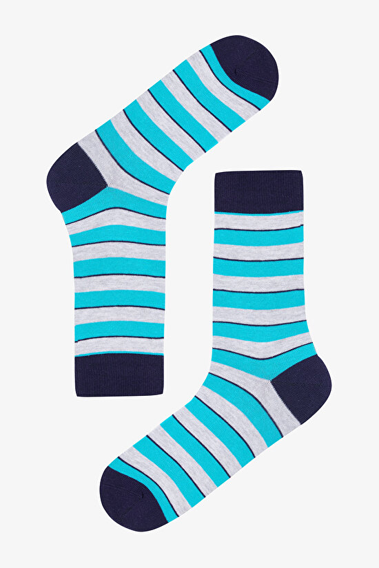 Erkek Green Stripe 3lü Çok Renkli Soket Çorap - 3