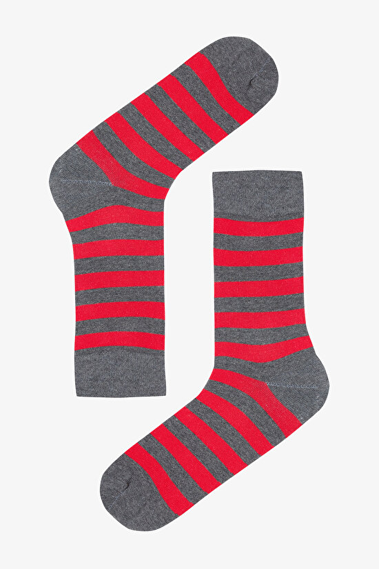 Erkek Green Stripe 3lü Çok Renkli Soket Çorap - 4