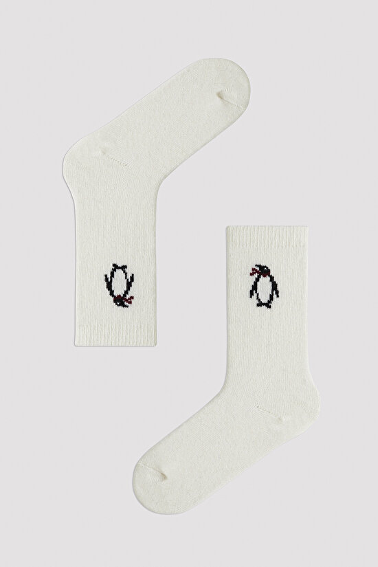 New Year Penguin Bordo 2li Soket Çorap - 4