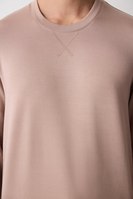 Basic Bej Jogger Pantolon Pijama Takımı - 5