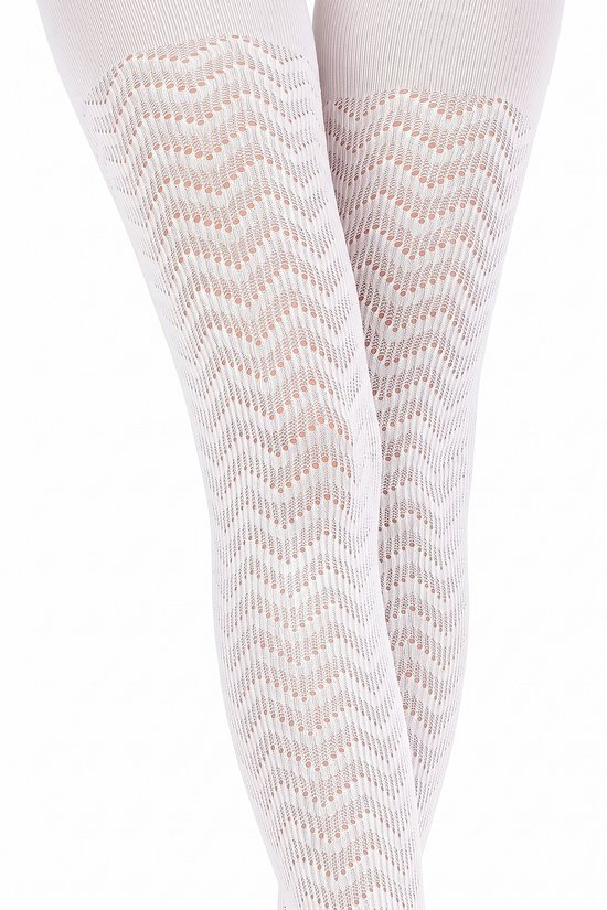 Marshmallow Wave Colosio Zigzag Cotton Tights - 3