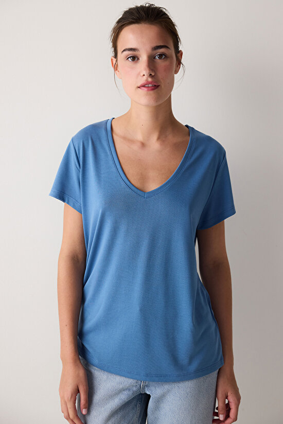 V Neck Modal T-Shirt - 3