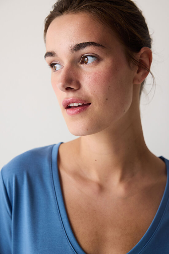 V Neck Modal T-Shirt - 6