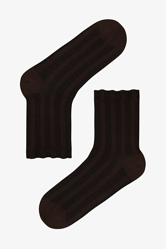 2 Çift Burun Dikişsiz Pamuklu Fırfırlı Soket Çorap - 3