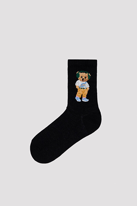 Ayıcık Desenli Soket Çorap - 1