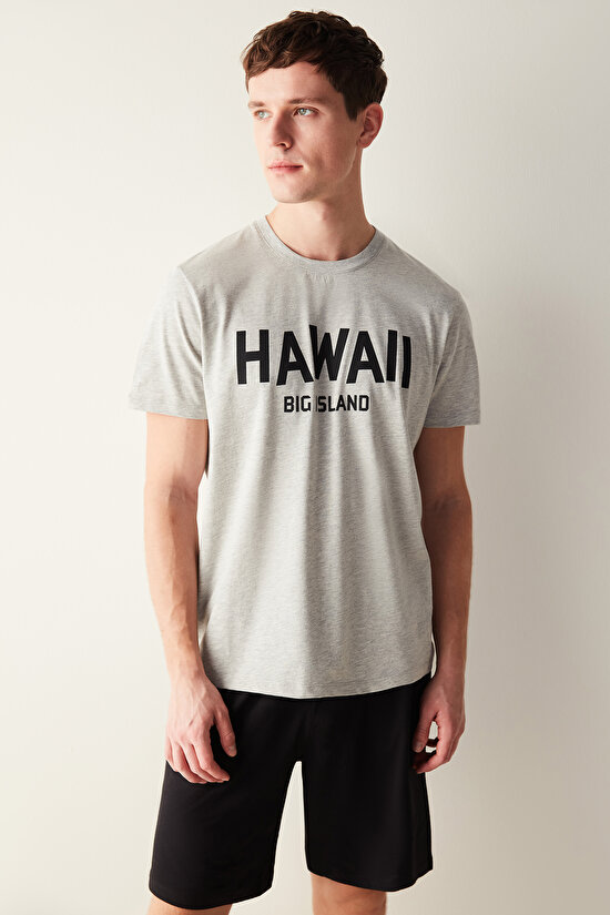 Erkek Hawaii Çok Renkli Şort Pijama Takımı - 2