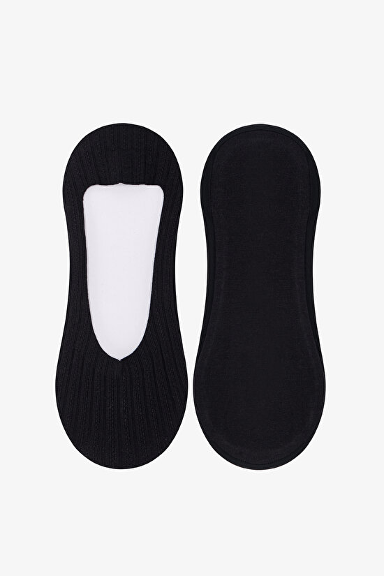 Siyah Beyaz Seamless Jacquard 2'li Babet Çorabı - 3