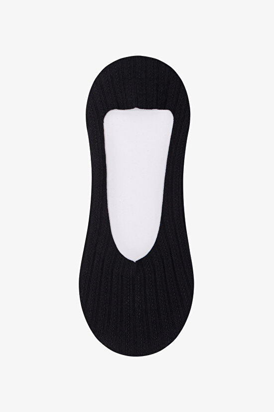 Siyah Beyaz Seamless Jacquard 2'li Babet Çorabı - 6