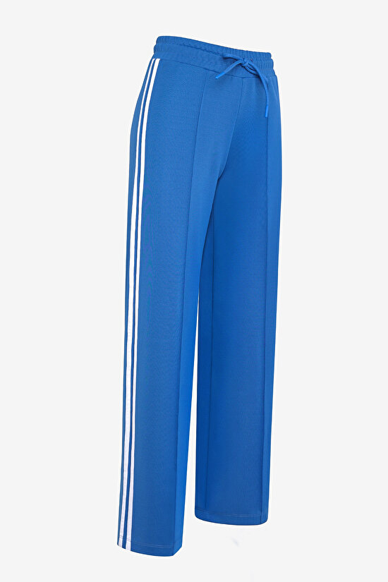 Mavi Yüksek Bel Çizgi Detay Sanrio Retro Pantolon - 5