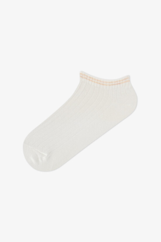 5 Çift Burun Dikişsiz Pamuklu Desenli Patik Çorap - 4