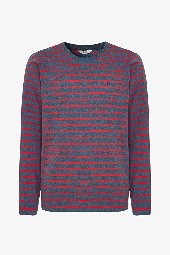 Kırmızı Erkek Çizgili Jogger Pijama Takımı - 10