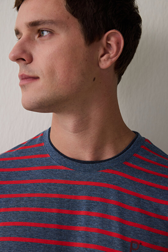 Kırmızı Erkek Çizgili Jogger Pijama Takımı - 6