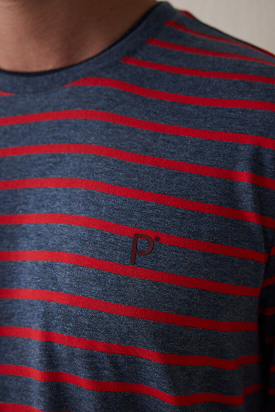 Kırmızı Erkek Çizgili Jogger Pijama Takımı - 8