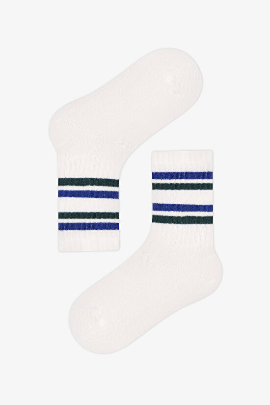 Boys' Blue Sailor Stripes Striped Cotton 3 Pack Ankle Socks - 3