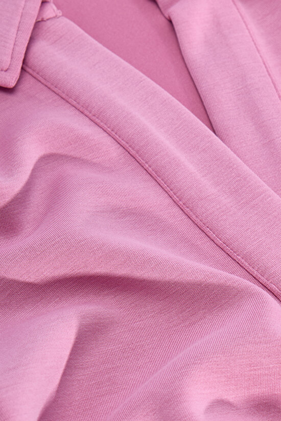 Rose Pink Polo Neck Modal Sweatshirt - 6