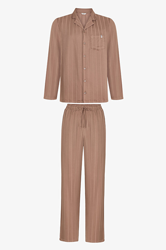 Erkek Renkli Brown Brew Pijama Takımı - 1