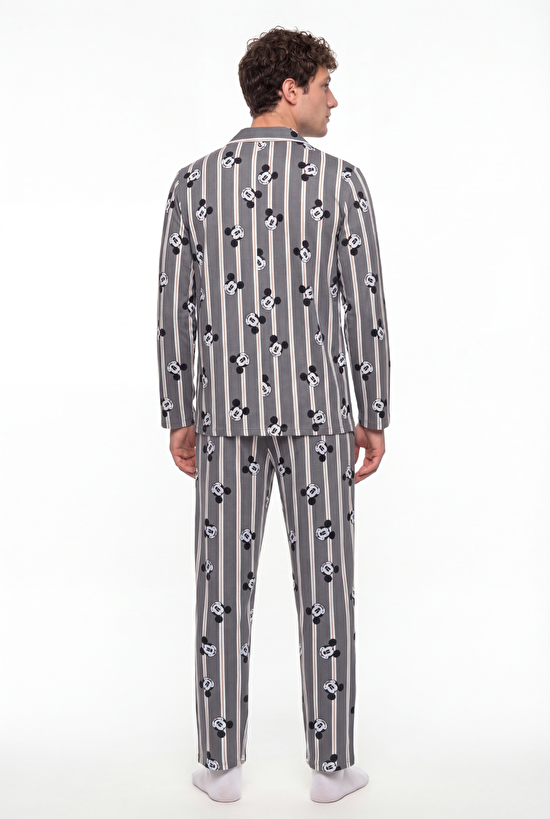 Erkek Renkli Lic-Mickey Gömlek Pijama Takımı - 4