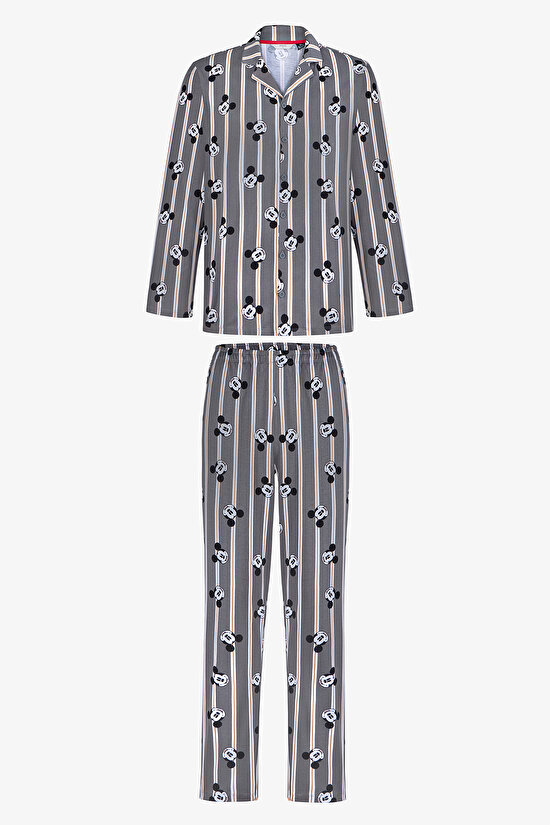 Erkek Renkli Lic-Mickey Gömlek Pijama Takımı - 5