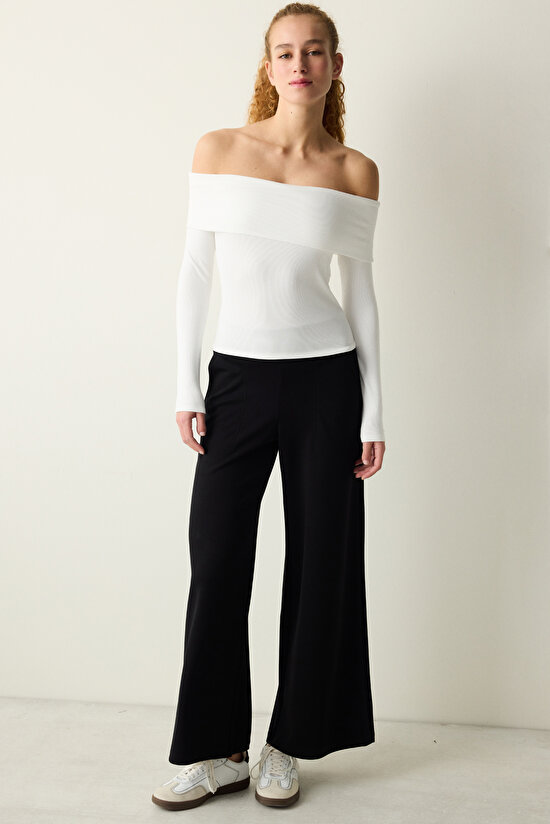 Foldable Shoulder Off-White Top - 3