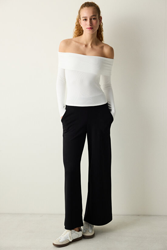 Foldable Shoulder Off-White Top - 4