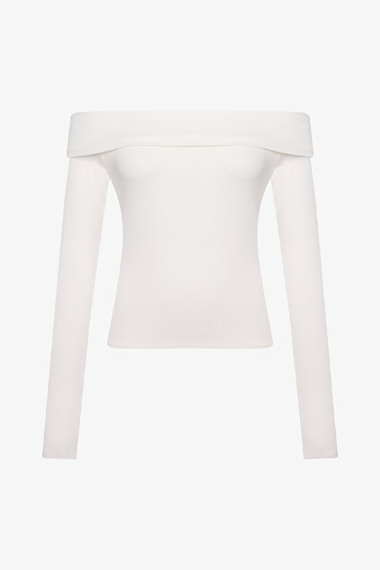 Foldable Shoulder Off-White Top - 7