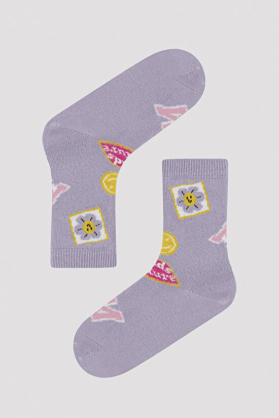 Kız Çocuk Kolej Desenli 2 li Soket Çorap - 2