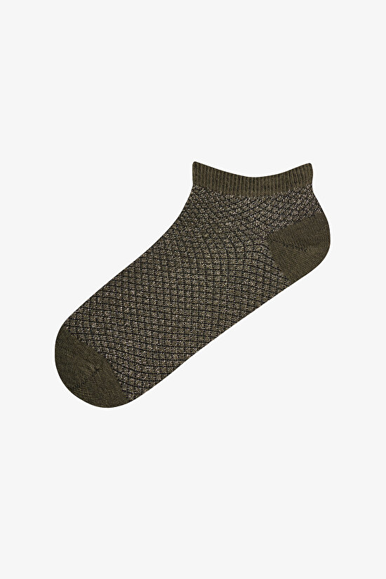 Kahve Siyah Parlak Pattern Pamuklu Simli 3 Çift Patik Çorap - 2