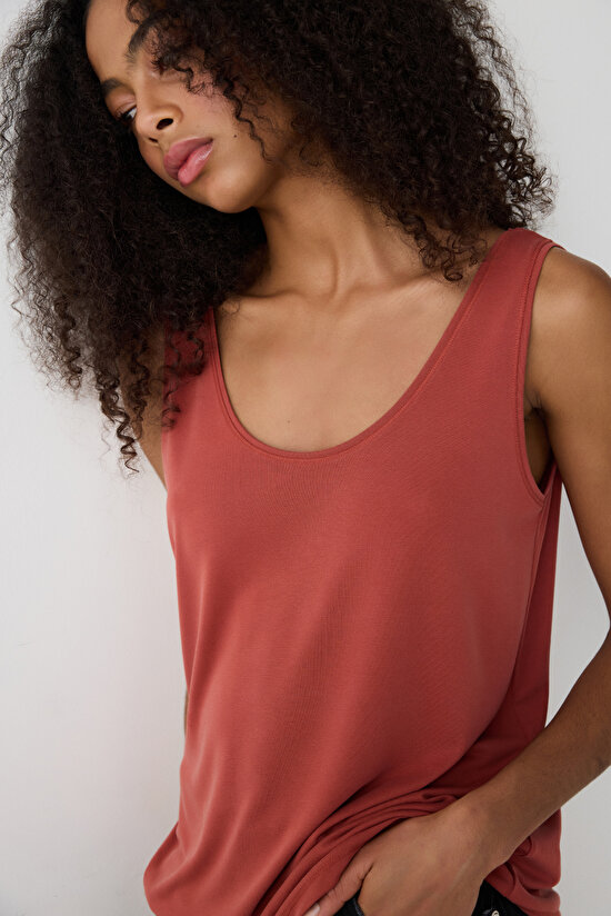 Modal Dark Orange T-Shirt - 3