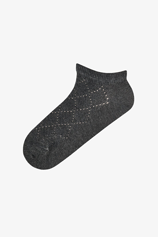 Burgundy Diamond Jacquard 3-Pack No-Show Socks - 3