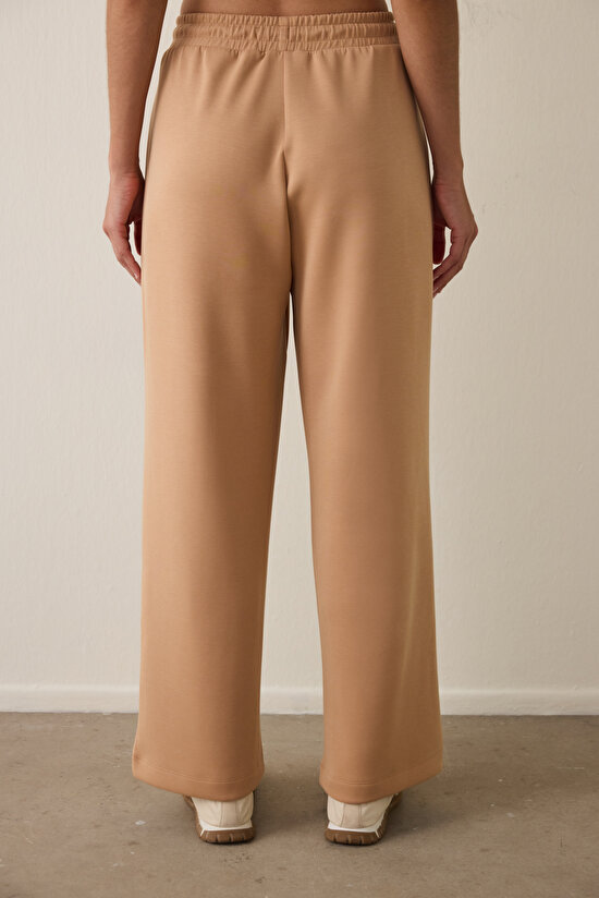 Light Brown Modal Straight Leg High Waist Front Pocket Pants - 4