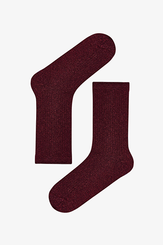 Black Burgundy Grey Dream Gleam Cotton Glitter 3 Pack Ankle Socks - 3