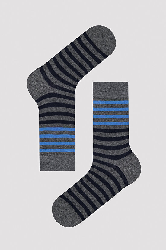 Erkek Colour Stripe Çok Renkli 3lü Soket Çorap - 4