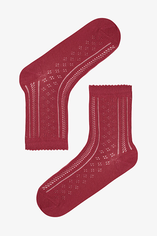 Bordo - Multi Knit Grace 3'lü Soket Çorap - 3