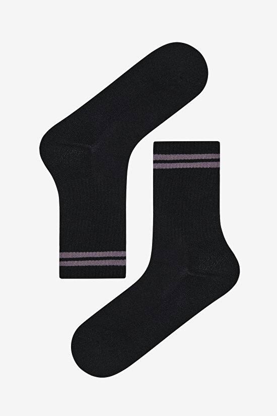 Erkek 3lü Siyah Tenis Soket Çorap - 4