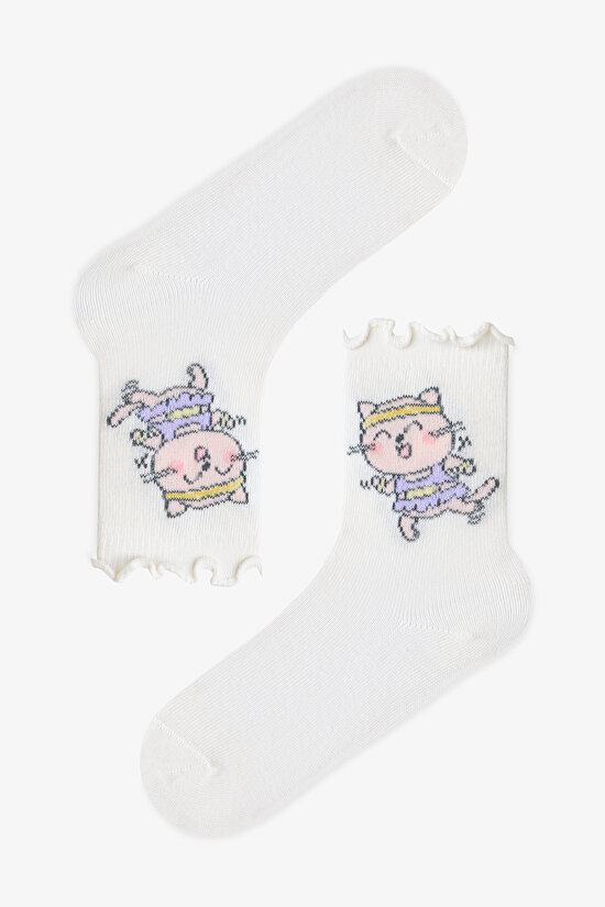 Renkli Kız Çocuk Fast Cat 3'lü Soket Çorap - 4