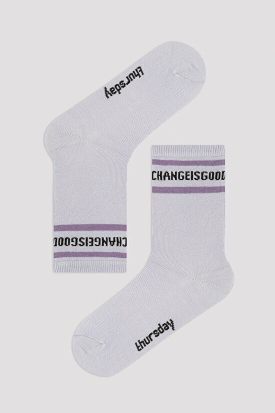 Today Mood Slogan Baskılı 5li Soket Çorap - 2