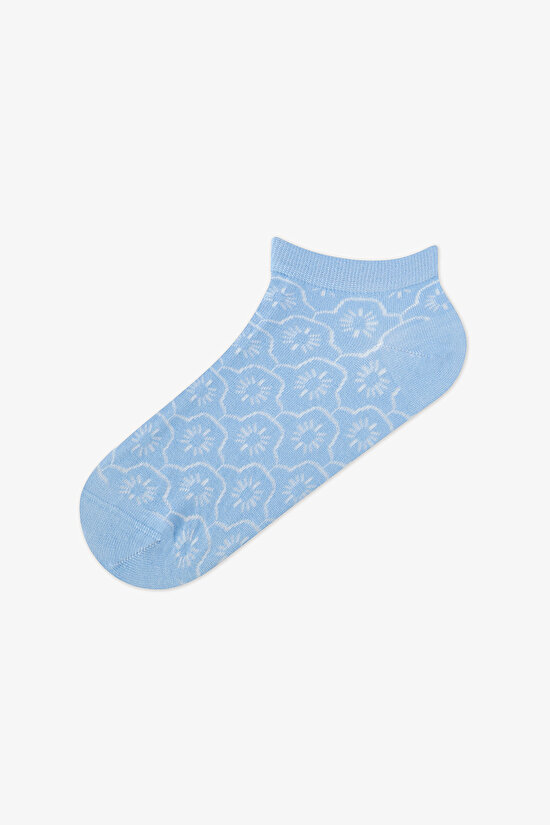 5 Çift Burun Dikişsiz Pamuklu Renkli Kendinden Desenli Patik Çorap - 4