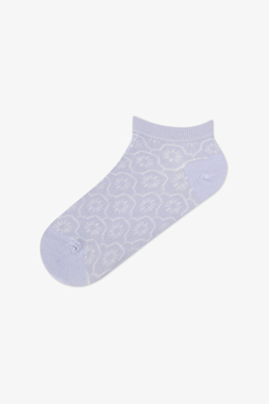 5 Çift Burun Dikişsiz Pamuklu Renkli Kendinden Desenli Patik Çorap - 6