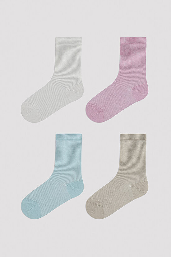 Kız Çocuk Soft Renkler 4 lü Soket Çorap - 1