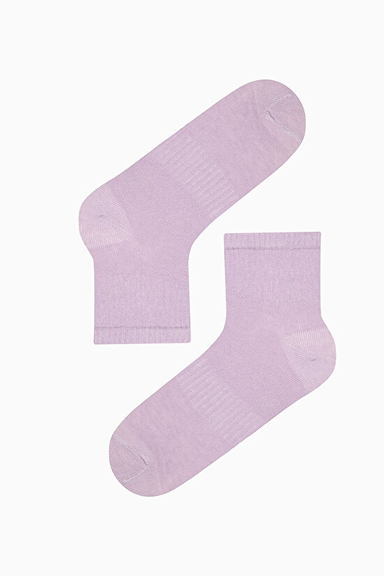 Ribbed Quarter Pink Grey Tennis 3lü Soket Çorap - 3