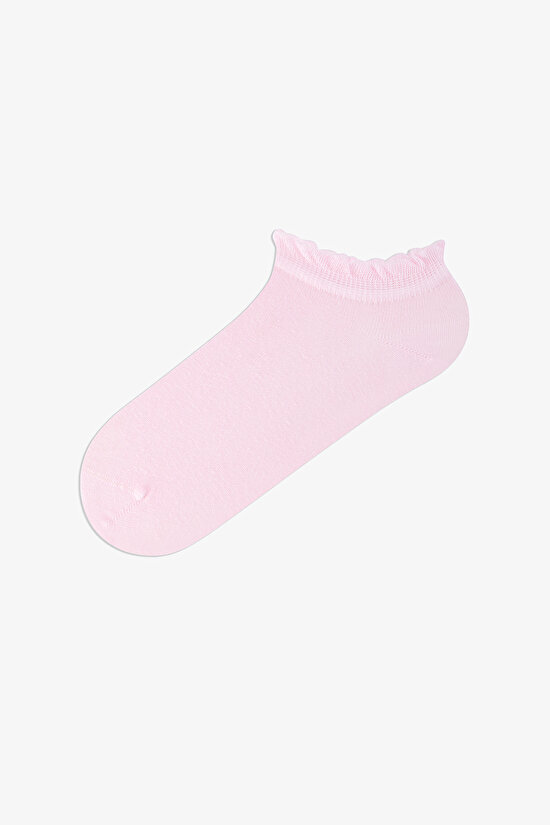 5 Çift Burun Dikişsiz Pamuklu Renkli Simli Çizgi Desenli Patik Çorap - 3