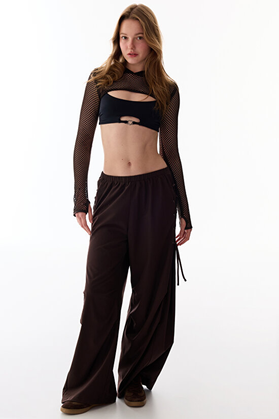 Dark Brown Mesh Long Sleeve Bolero - 8