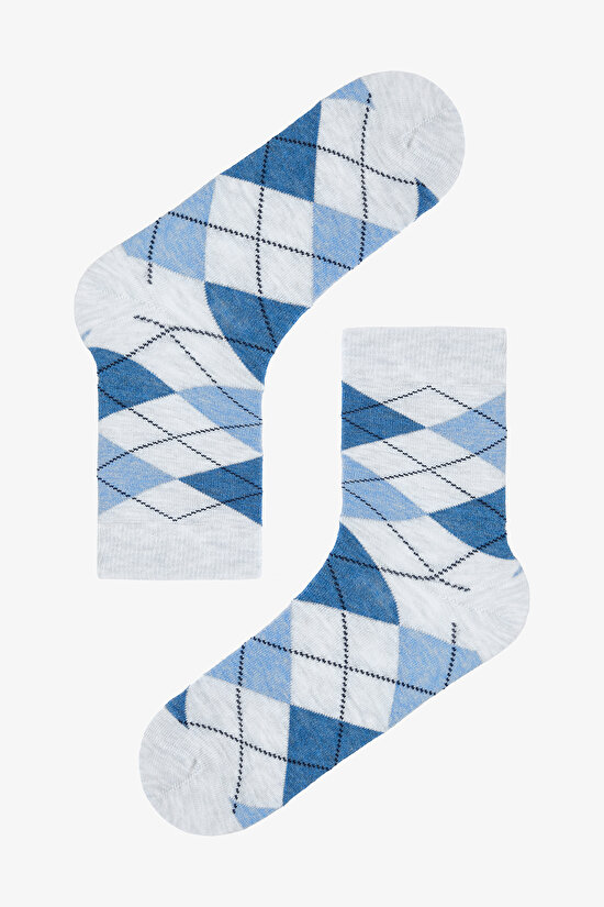 Çok Renkli Erkek Diamond 3lü Soket Çorap - 3