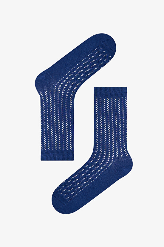 Burgundy Navy Vintage Lines Striped Cotton 2 Pack Ankle Socks - 2