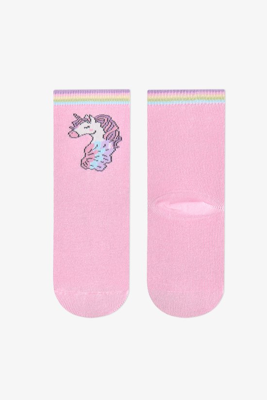 Kız Çocuk Pembe Unicorn Pamuklu 4 Çift Soket Çorap - 3